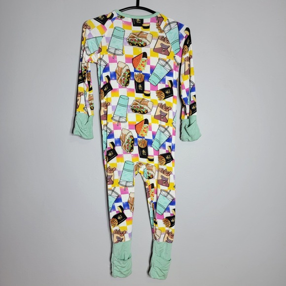 Taco Bell Bamboo Viscose Zippy Pajamas 6-12M Rainbow Checkered Romper Footie - Picture 3 of 6